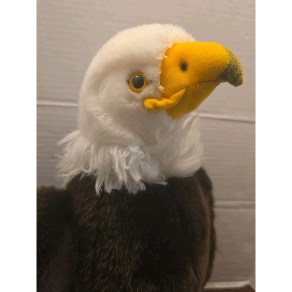 FAO Schwarz American Bald Eagle 14" Plush Stuffed Animal Brown Gold White 2015 - Picture 2 of 8
